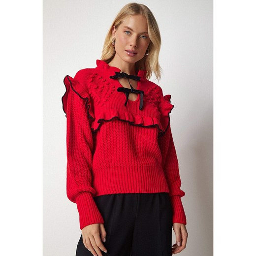Happiness Istanbul Sweter w kolorze czerwonym Happiness Istanbul S/M Limango Polska promocja