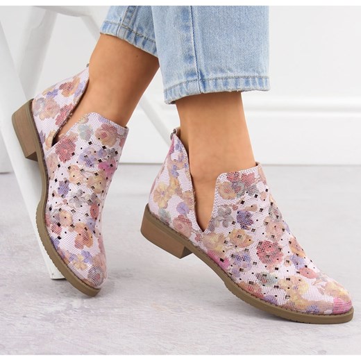 Botki Daszyński w nadruki bez zapięcia płaskie 