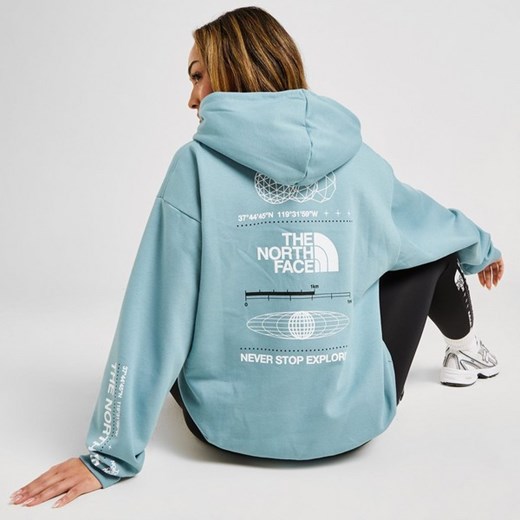 THE NORTH FACE BLUZA Z KAPTUREM TECH GRPH HD BLU ze sklepu JD Sports  w kategorii Bluzy damskie - zdjęcie 178241003