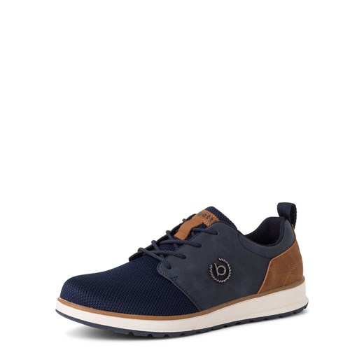 Bugatti Męskie sznurowane buty z zawartością skóry Mężczyźni Tekstylia blue stone jednolity ze sklepu vangraaf w kategorii Półbuty męskie - zdjęcie 178241184