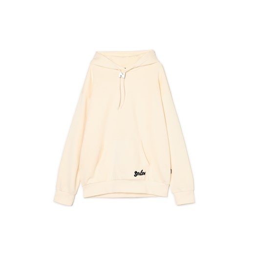 Cropp - Kremowa bluza z aplikacją na troczkach - kremowy ze sklepu Cropp w kategorii Bluzy męskie - zdjęcie 178243401