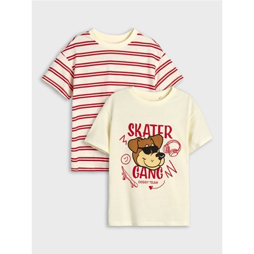Sinsay - Koszulki 2 pack - kremowy ze sklepu Sinsay w kategorii T-shirty chłopięce - zdjęcie 178252742
