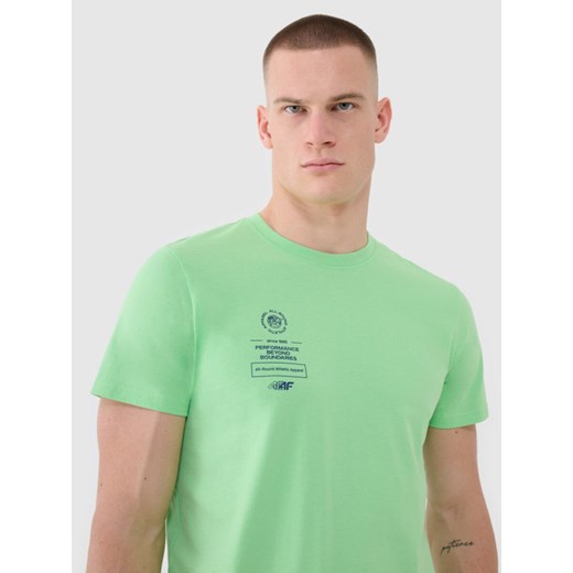 Męski t-shirt z nadrukiem 4F 4FRSS25TTSHM2690 - zielony XXL Sportstylestory.com