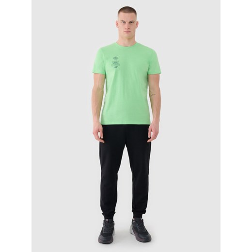 Męski t-shirt z nadrukiem 4F 4FRSS25TTSHM2690 - zielony XL Sportstylestory.com