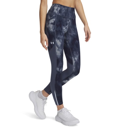 Damskie legginsy do biegania Under Armour UA Launch Ankle Print Tights - granatowe ze sklepu Sportstylestory.com w kategorii Spodnie damskie - zdjęcie 178253311