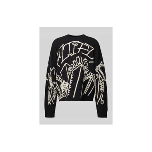 Sweter z dzianiny z nadrukami z napisem ze sklepu Peek&Cloppenburg  w kategorii Swetry męskie - zdjęcie 178257811