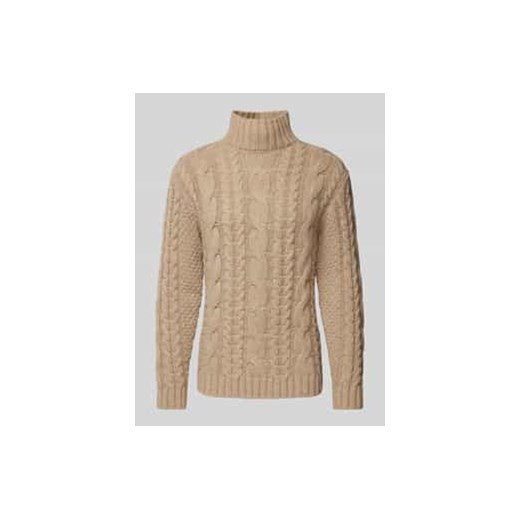 Sweter z wywijanym kołnierzem ze ściegiem warkoczowym ze sklepu Peek&Cloppenburg  w kategorii Swetry męskie - zdjęcie 178258024