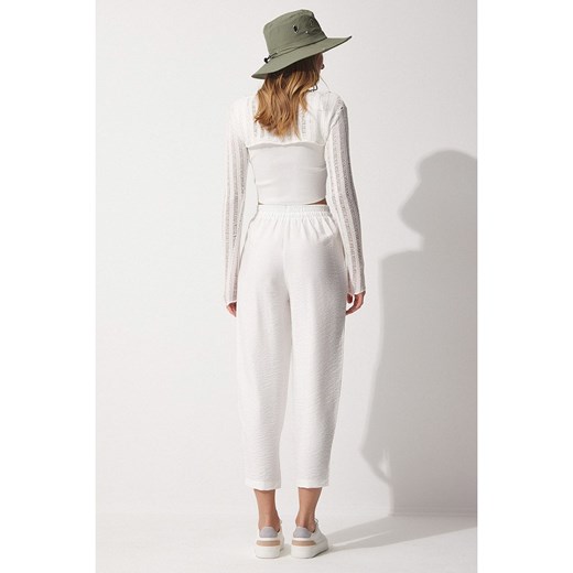 Hapiness Istanbul Lniane spodnie w kolorze białym Hapiness Istanbul 36 okazyjna cena Limango Polska