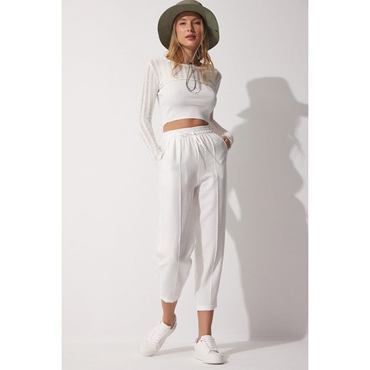 Hapiness Istanbul Lniane spodnie w kolorze białym Hapiness Istanbul 36 Limango Polska okazja