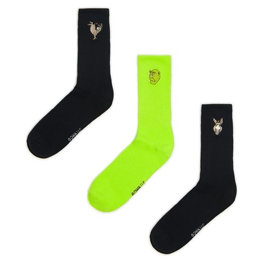 Cropp - 3 pack długich skarpet Shrek i Osioł - czarny Cropp 43-46 Cropp