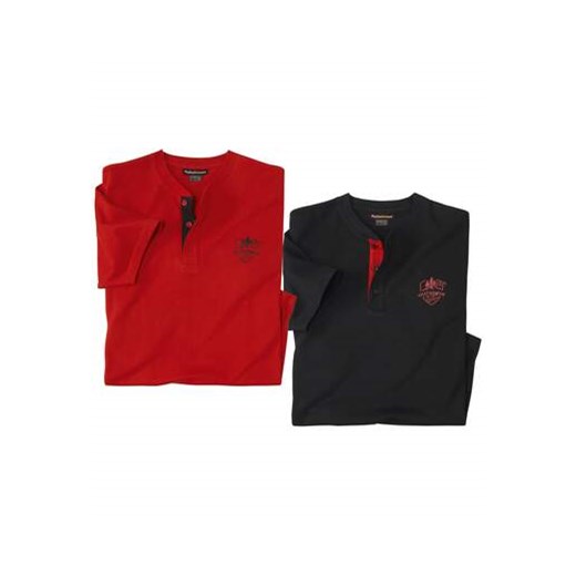 Zestaw 2 koszulek z dekoltem z guzikami Escape ze sklepu Atlas For Men w kategorii T-shirty męskie - zdjęcie 178262152