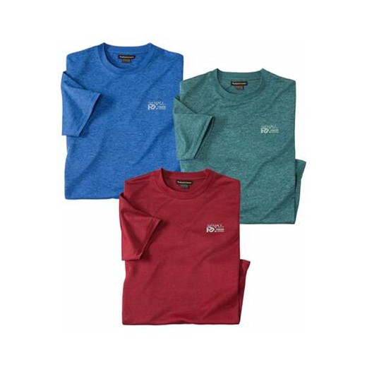 Zestaw 3 koszulek z melanżowego dżerseju poliestrowego ze sklepu Atlas For Men w kategorii T-shirty męskie - zdjęcie 178262160