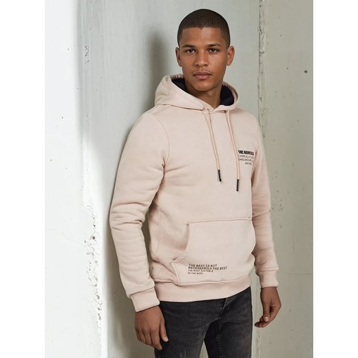 Bluza męska z kapturem jasnobeżowa Dstreet BX5682 ze sklepu DSTREET.PL w kategorii Bluzy męskie - zdjęcie 178264194