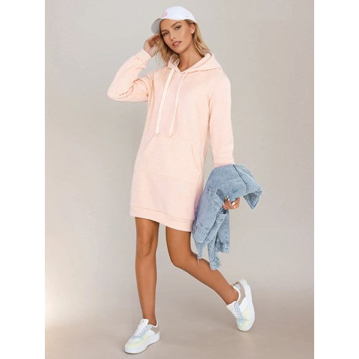 Bluza damska długa z kapturem oversize TIMMY brzoskwiniowa Dstreet EY2567 ze sklepu DSTREET.PL w kategorii Sukienki - zdjęcie 178264213
