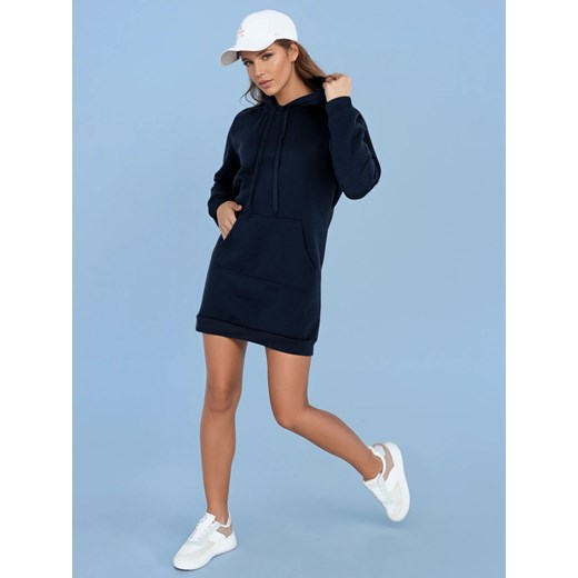 Bluza damska długa z kapturem oversize TIMMY granatowa Dstreet EY2563 ze sklepu DSTREET.PL w kategorii Sukienki - zdjęcie 178264270