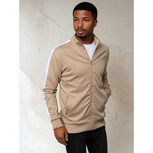 Bluza męska rozpinana khaki Dstreet BX5564 ze sklepu DSTREET.PL w kategorii Bluzy męskie - zdjęcie 178264481