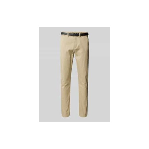 Chinosy o kroju classic stretch fit z paskiem ze sklepu Peek&Cloppenburg  w kategorii Spodnie męskie - zdjęcie 178264602