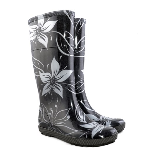 Czarne kalosze damskie w kwiaty Hawai Lady Exclusive EC ze sklepu Demar24 w kategorii Kalosze damskie - zdjęcie 178265154