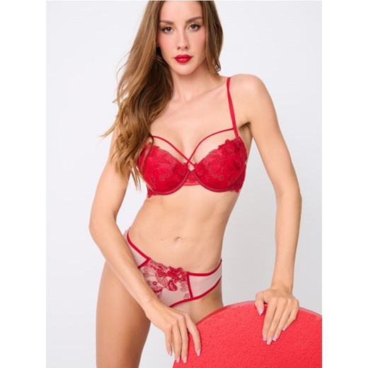 Sinsay - Biustonosz push-up - czerwony ze sklepu Sinsay w kategorii Biustonosze - zdjęcie 178267670