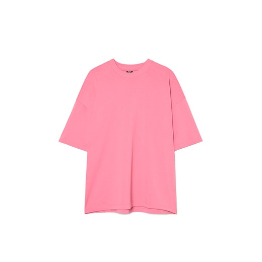 Cropp - Różowy basicowy T-shirt o kroju boxy - różowy ze sklepu Cropp w kategorii T-shirty męskie - zdjęcie 178268000