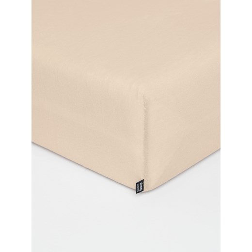 Sinsay - Prześcieradło bawełniane jersey z gumką - beżowy Sinsay One Size Sinsay