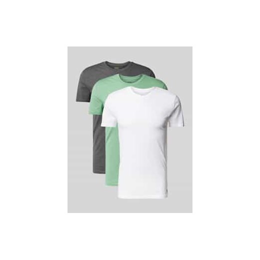 T-shirt z okrągłym prążkowanym dekoltem w zestawie 3 szt. ze sklepu Peek&Cloppenburg  w kategorii Podkoszulki męskie - zdjęcie 178273632