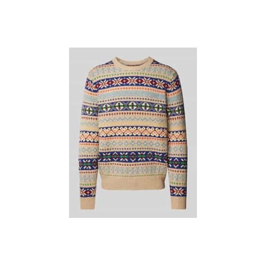 Sweter wełniany z okrągłym dekoltem model ‘FAIRISLE’ ze sklepu Peek&Cloppenburg  w kategorii Swetry męskie - zdjęcie 178273694