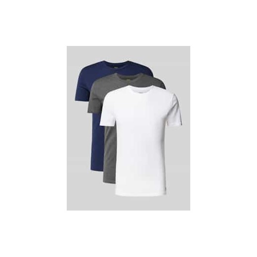 T-shirt z okrągłym prążkowanym dekoltem w zestawie 3 szt. ze sklepu Peek&Cloppenburg  w kategorii Podkoszulki męskie - zdjęcie 178273804