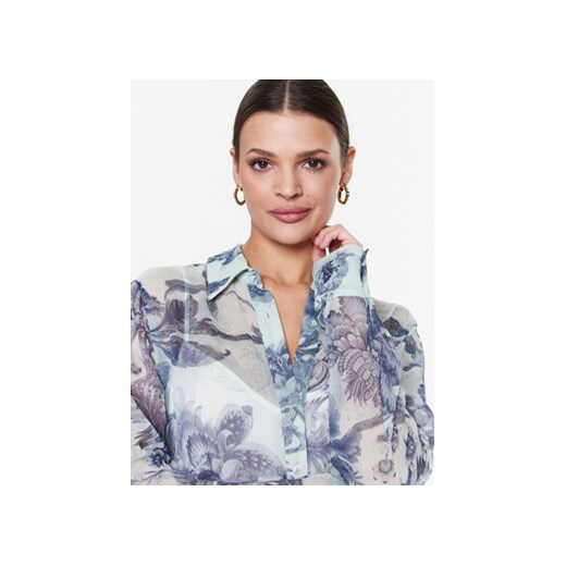 Guess Sukienka koszulowa W3RK18 WDW52 Niebieski Regular Fit Guess XS MODIVO
