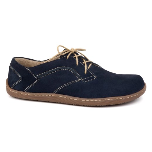 Olivier Barefoot Damskie minimalistyczne buty skórzane 1082 granatowy nubuk niebieskie ze sklepu ButyModne.pl w kategorii Półbuty damskie - zdjęcie 178274632