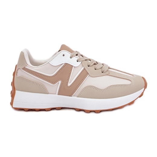 Buty Sportowe Sneakersy Damskie Beżowe beżowy ze sklepu ButyModne.pl w kategorii Buty sportowe damskie - zdjęcie 178274754