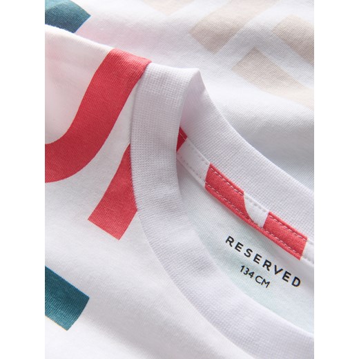 Reserved - T-shirt z nadrukiem - biały Reserved 152 (11 lat) Reserved