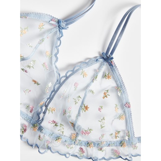 Reserved - Siateczkowy biustonosz z haftem - jasnoniebieski Reserved L Reserved