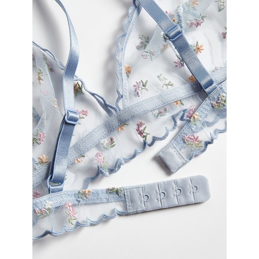 Reserved - Siateczkowy biustonosz z haftem - jasnoniebieski Reserved S Reserved