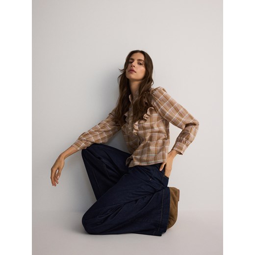 Reserved - Bawełniana koszula w kratę - brązowy Reserved S Reserved