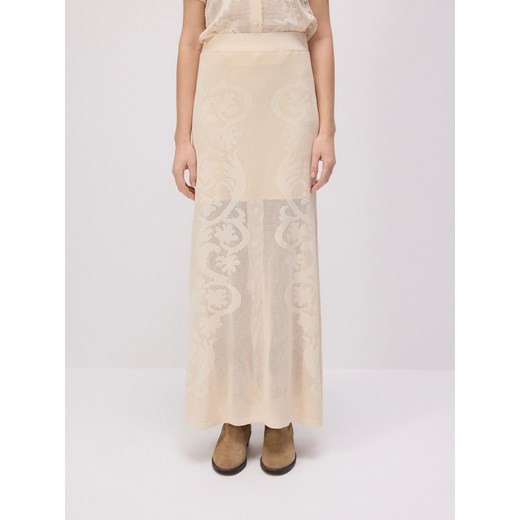 Reserved - Ażurowa spódnica maxi - złamana biel ze sklepu Reserved w kategorii Spódnice - zdjęcie 178277251