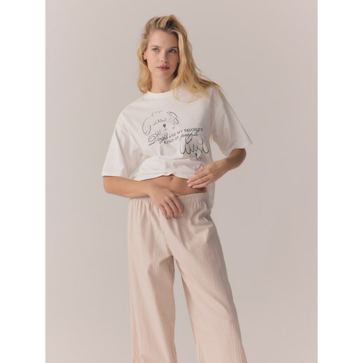 Reserved - Dwuczęściowa piżama z nadrukiem - brązowy Reserved XXL Reserved