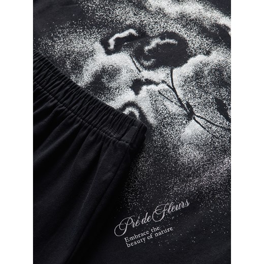 Reserved - Dwuczęściowa piżama z nadrukiem - czarny Reserved M Reserved