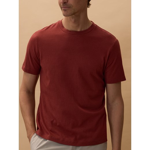 Reserved - T-shirt regular z lnem - bordowy Reserved S Reserved