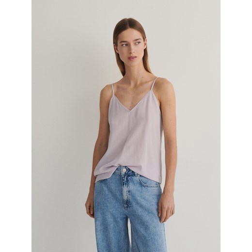 Reserved - Top z jedwabiu - lawendowy ze sklepu Reserved w kategorii Bluzki damskie - zdjęcie 178280431