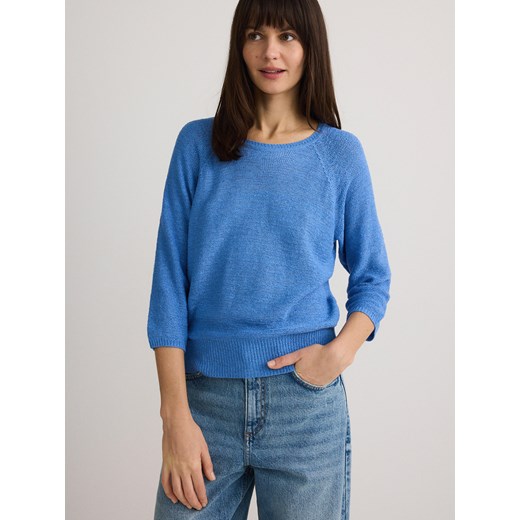 Reserved - Gładki sweter - niebieski ze sklepu Reserved w kategorii Bluzki damskie - zdjęcie 178280511