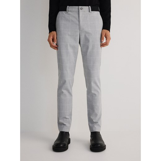 Reserved - Spodnie chino slim w kratę - jasnoszary ze sklepu Reserved w kategorii Spodnie męskie - zdjęcie 178281584