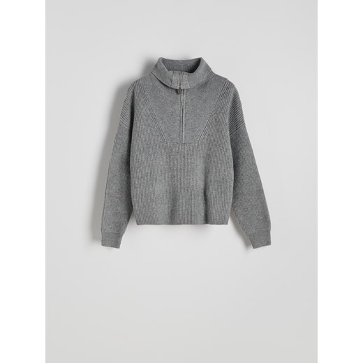 Reserved - Sweter z rozpinanym golfem - szary ze sklepu Reserved w kategorii Swetry damskie - zdjęcie 178281920