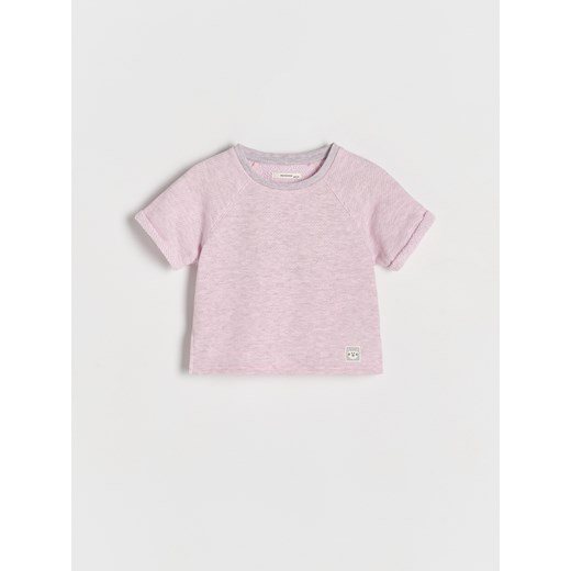 Reserved - Dzianinowy t-shirt - różowy ze sklepu Reserved w kategorii Bluzki dziewczęce - zdjęcie 178282221