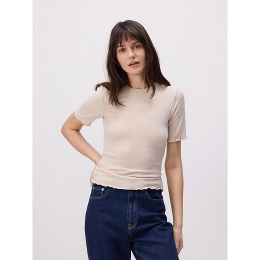 Bluzka damska Reserved z elastanu z okrągłym dekoltem z krótkim rękawem 