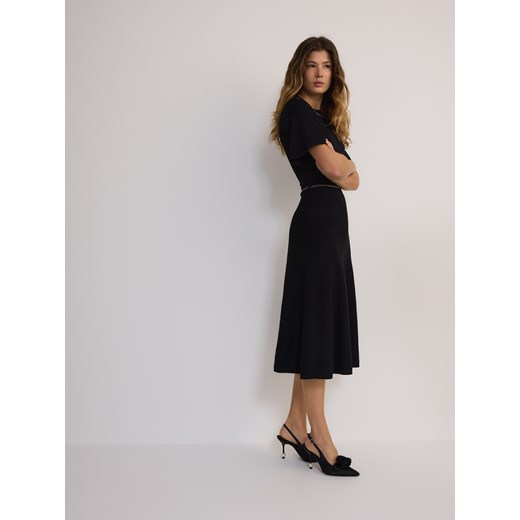 Reserved - Sukienka midi z wiskozą - czarny ze sklepu Reserved w kategorii Sukienki - zdjęcie 178285632