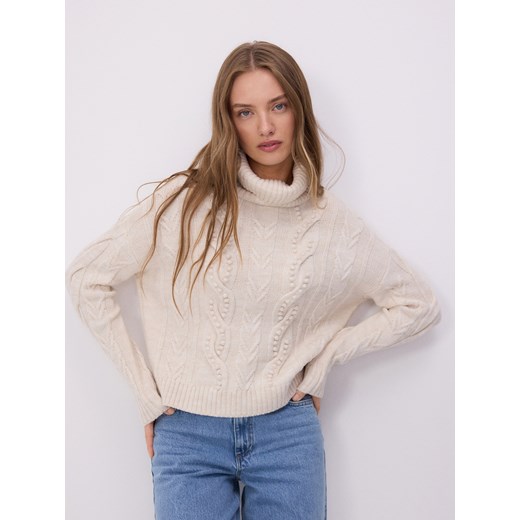Reserved - Sweter z golfem - kremowy ze sklepu Reserved w kategorii Swetry damskie - zdjęcie 178287243