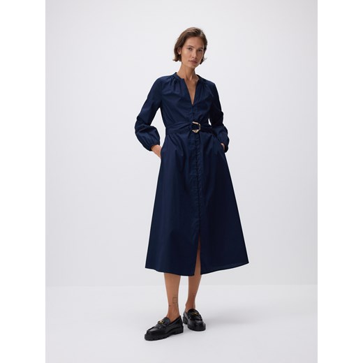 Reserved - Sukienka z paskiem - granatowy Reserved S Reserved