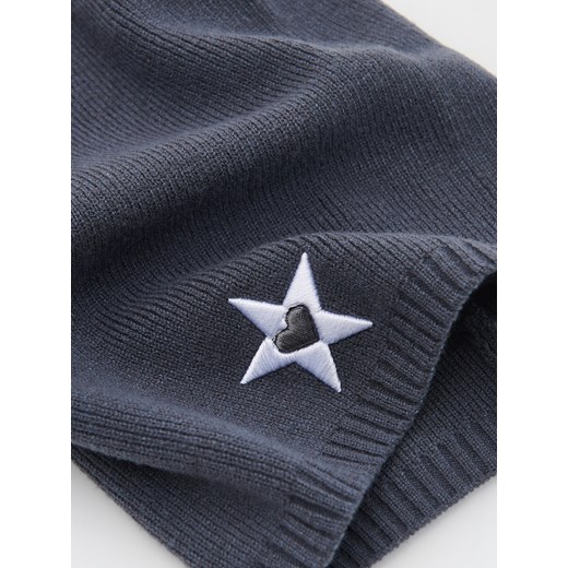 Reserved - Dzianinowy komin z haftem - czarny Reserved ONE SIZE Reserved