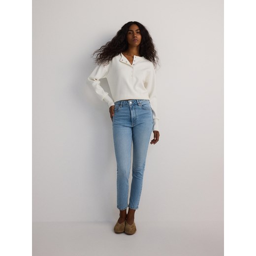 Jeansy damskie Reserved na wiosnę niebieskie tkaninowe casual 